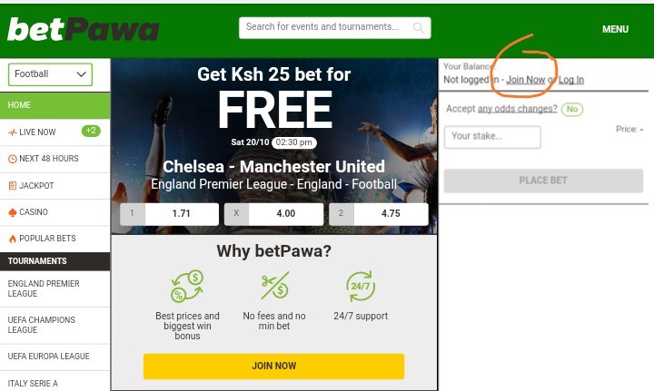 How to register on Betpawa