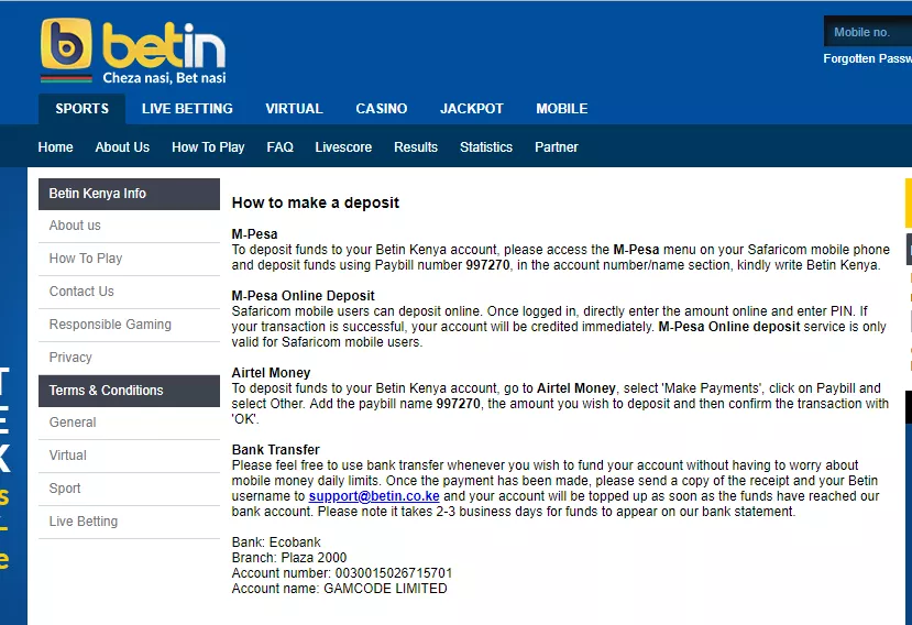 Betin paybill numbet