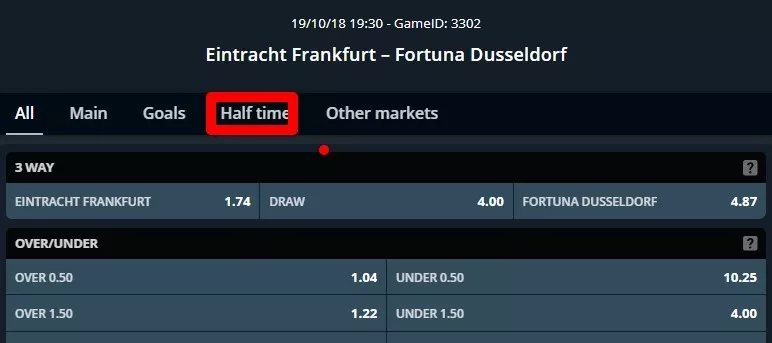 Half time on Sportpesa