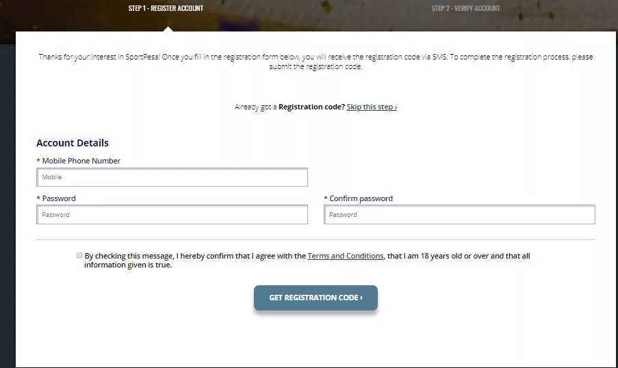 Sportpesa registration
