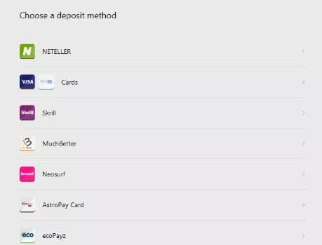 Choose a deposit method