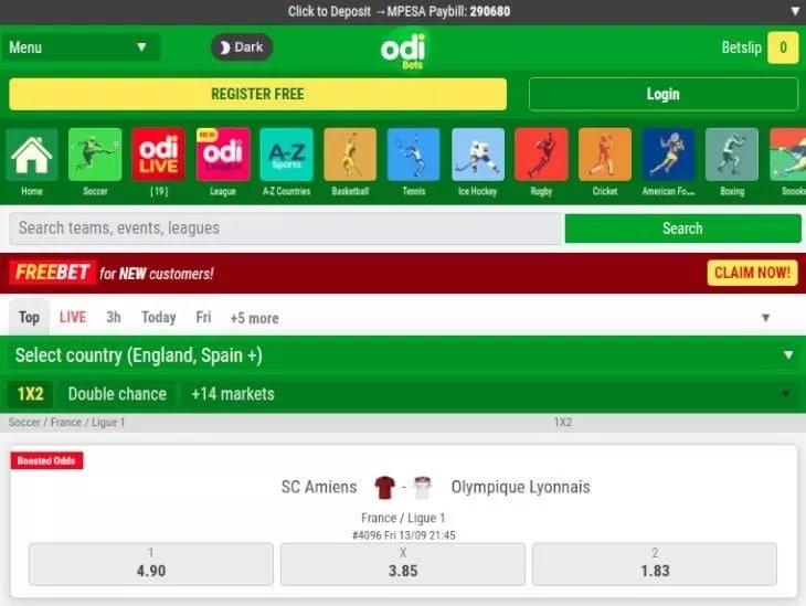 OdiBets registration