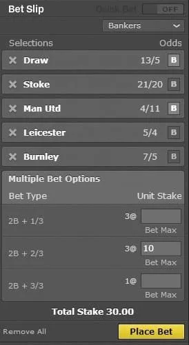 Place a multi bet on Bet365