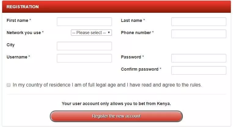 Registration form