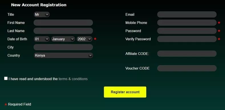 Sahara Games registration form