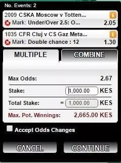 Single bets on Mcheza