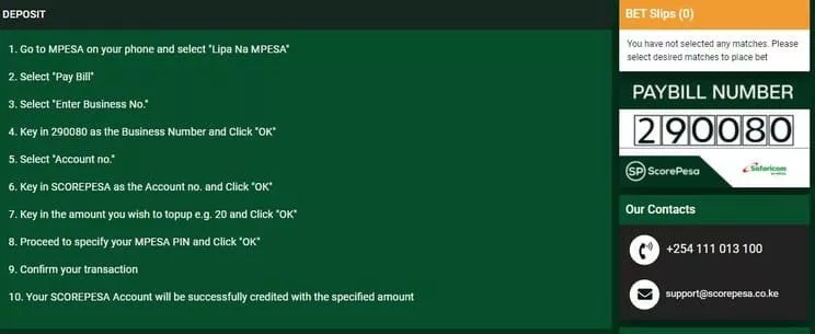 How to Deposit in ScorePesa