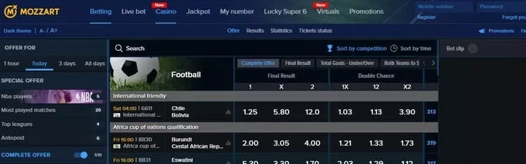 MozzartBet log in